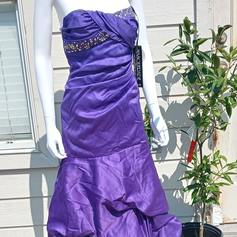 Deep Royal Purple Satiny Babydoll Dress,  size 3 /4
